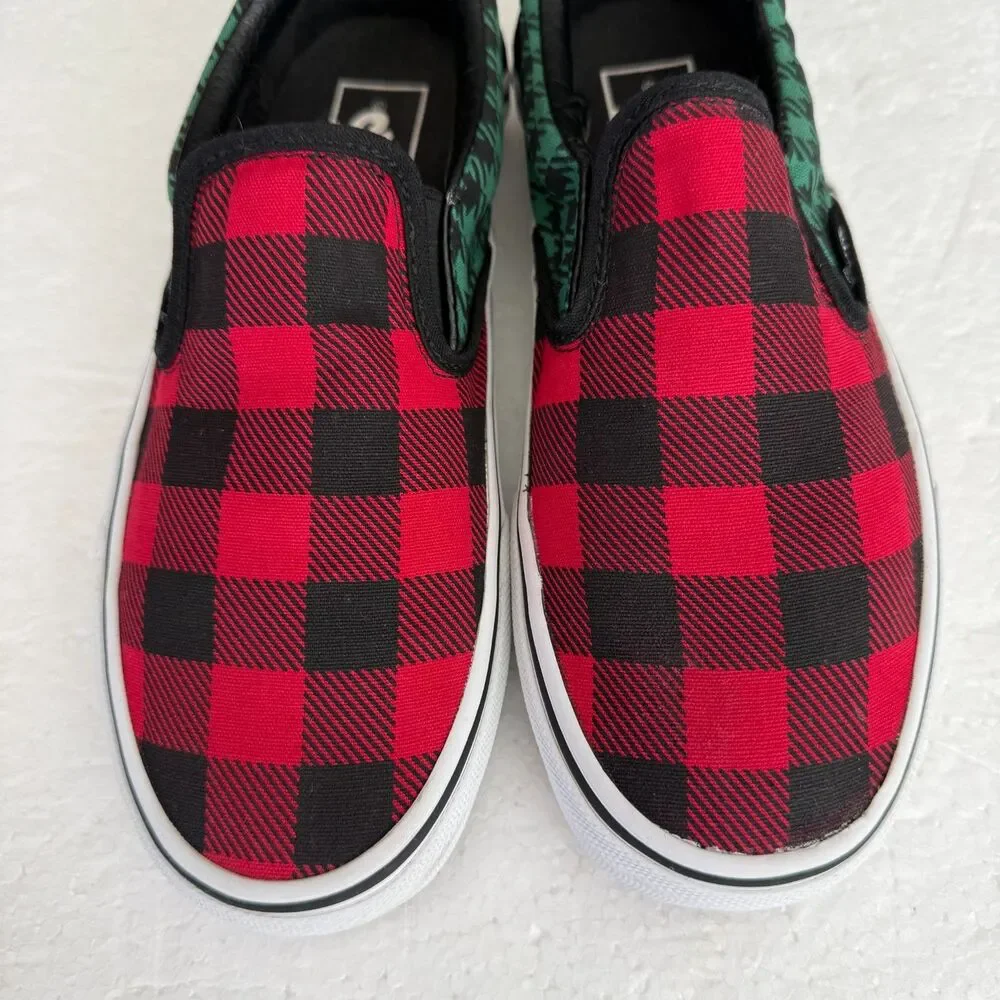 Size 7 - Vans Classic Buffalo Mix Red Green Blue Skate Shoes Women's - Picture 2 of 10